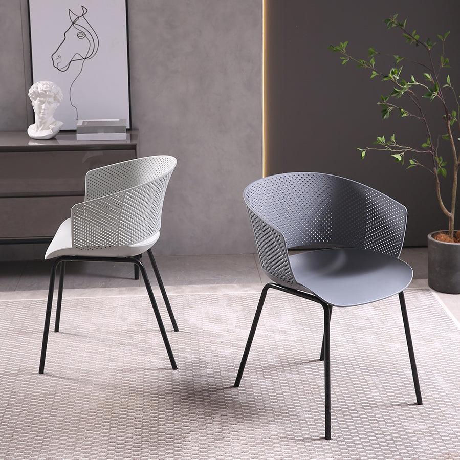 Comedor de metal Silla moderna Silla de comedor con respaldo abierto y brazo