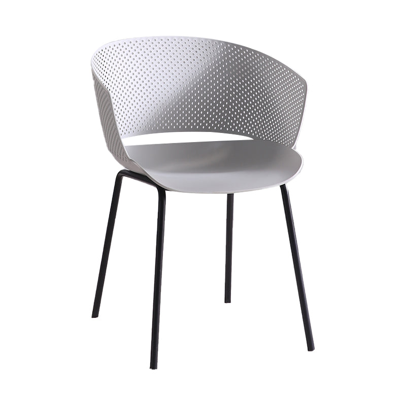 Comedor de metal Silla moderna Silla de comedor con respaldo abierto y brazo