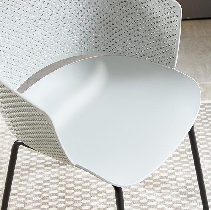 Comedor de metal Silla moderna Silla de comedor con respaldo abierto y brazo
