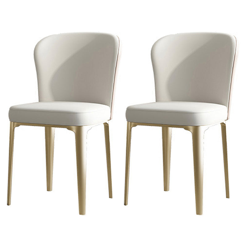 Silla sin brazos de comedor de cuero Glam, silla Parsons de comedor de metal para uso doméstico