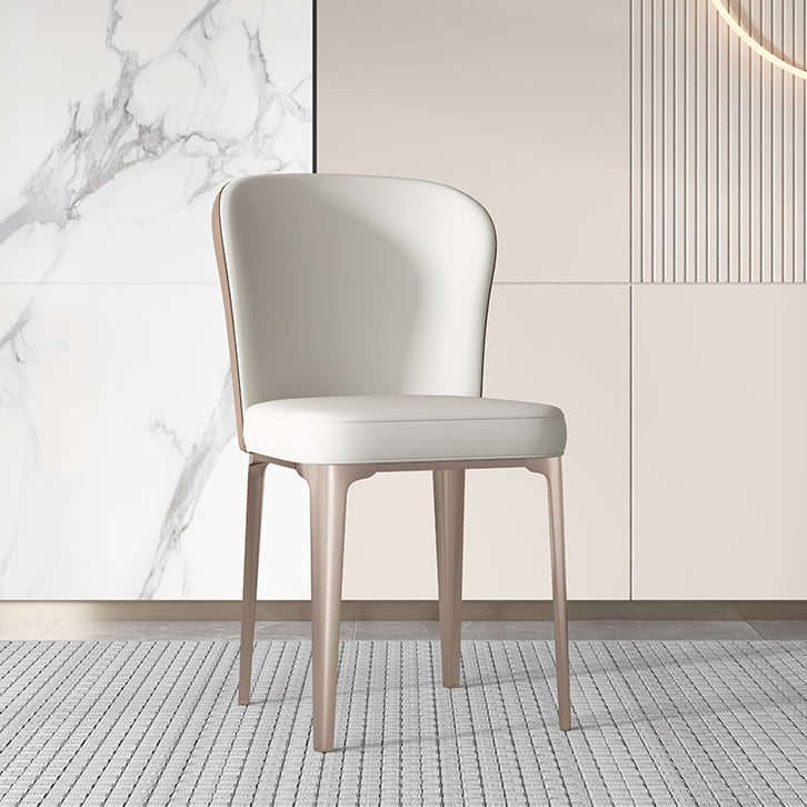 Silla sin brazos de comedor de cuero Glam, silla Parsons de comedor de metal para uso doméstico