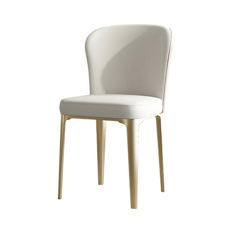 Silla sin brazos de comedor de cuero Glam, silla Parsons de comedor de metal para uso doméstico