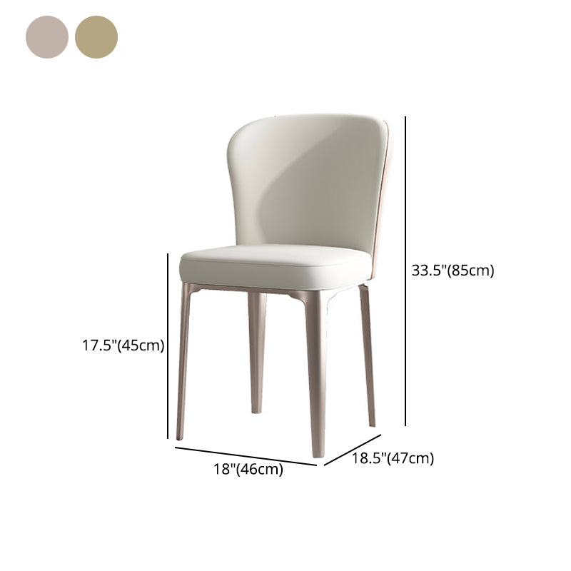 Silla sin brazos de comedor de cuero Glam, silla Parsons de comedor de metal para uso doméstico