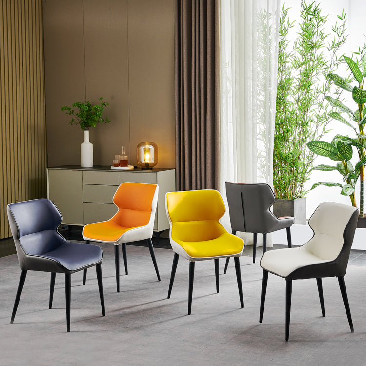 Silla de comedor de metal contemporánea, sillón orejero para uso en restaurantes