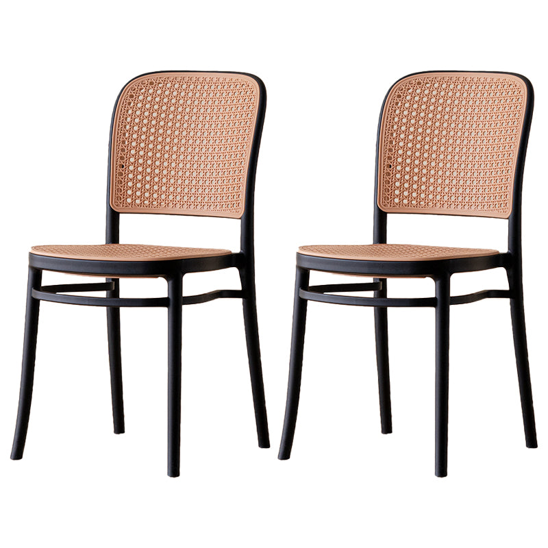 Silla sin brazos de comedor de plástico moderno, silla lateral de comedor con respaldo abierto para uso en restaurantes