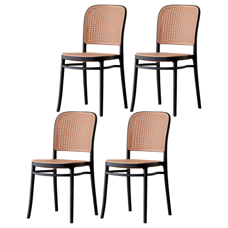 Silla sin brazos de comedor de plástico moderno, silla lateral de comedor con respaldo abierto para uso en restaurantes