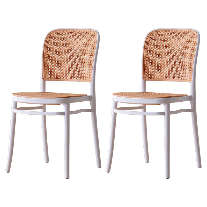 Silla sin brazos de comedor de plástico moderno, silla lateral de comedor con respaldo abierto para uso en restaurantes