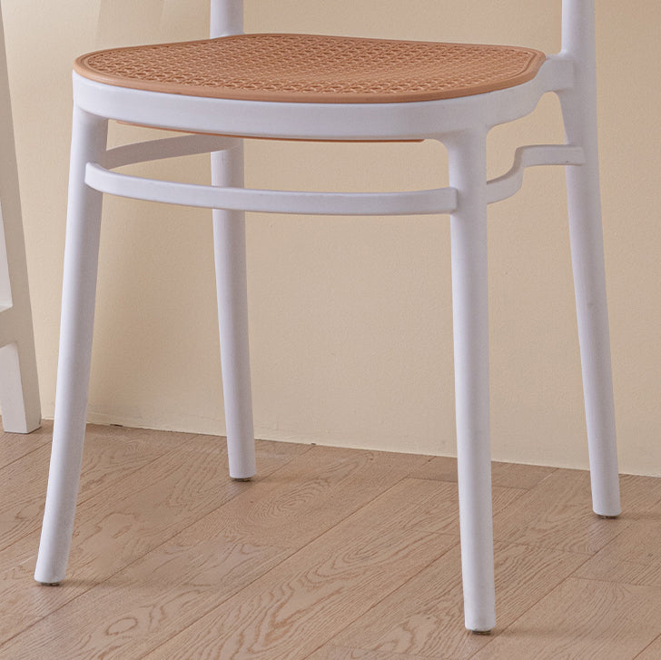 Silla sin brazos de comedor de plástico moderno, silla lateral de comedor con respaldo abierto para uso en restaurantes