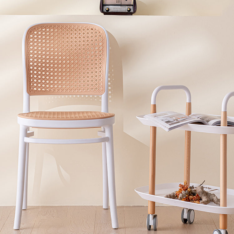 Silla sin brazos de comedor de plástico moderno, silla lateral de comedor con respaldo abierto para uso en restaurantes