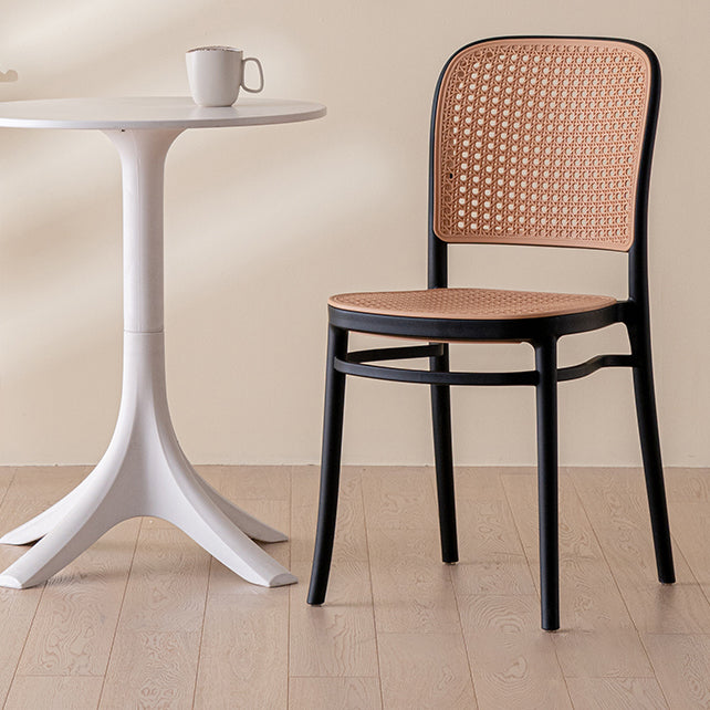 Silla sin brazos de comedor de plástico moderno, silla lateral de comedor con respaldo abierto para uso en restaurantes
