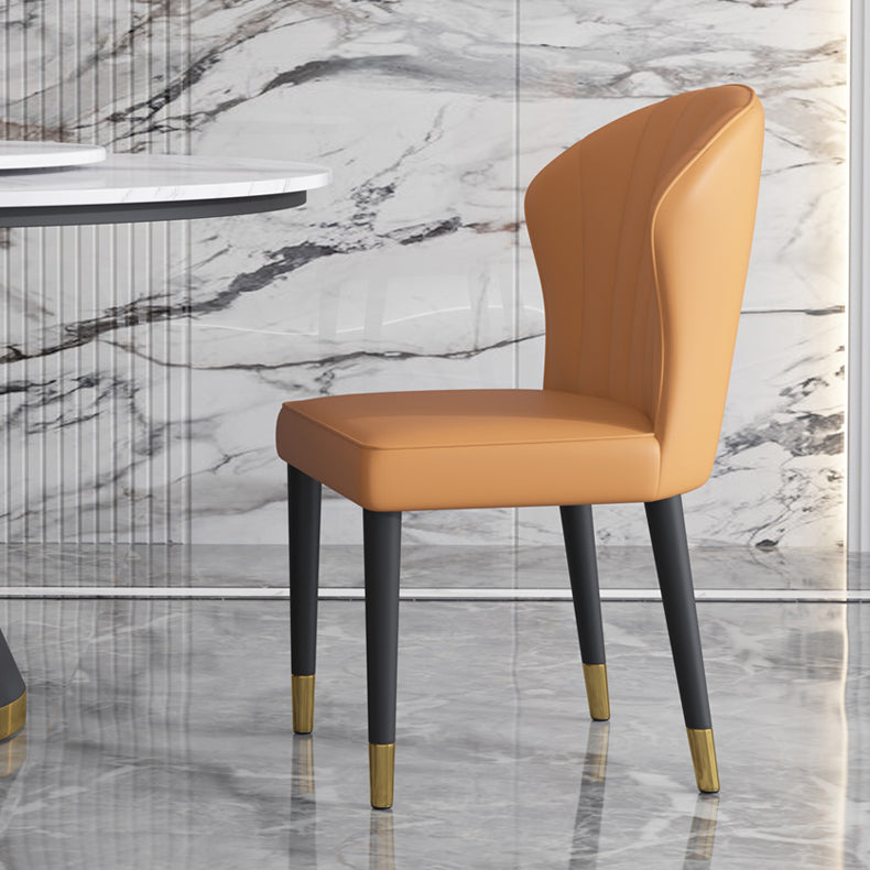 Sillas sin brazos de comedor de madera Glam, sillas de comedor de cuero para uso en restaurantes