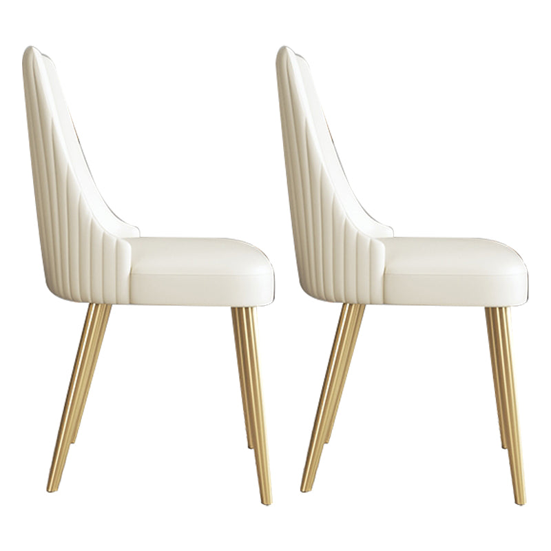 Silla sin brazos de comedor de cuero sintético Glam, silla de comedor de metal para uso doméstico