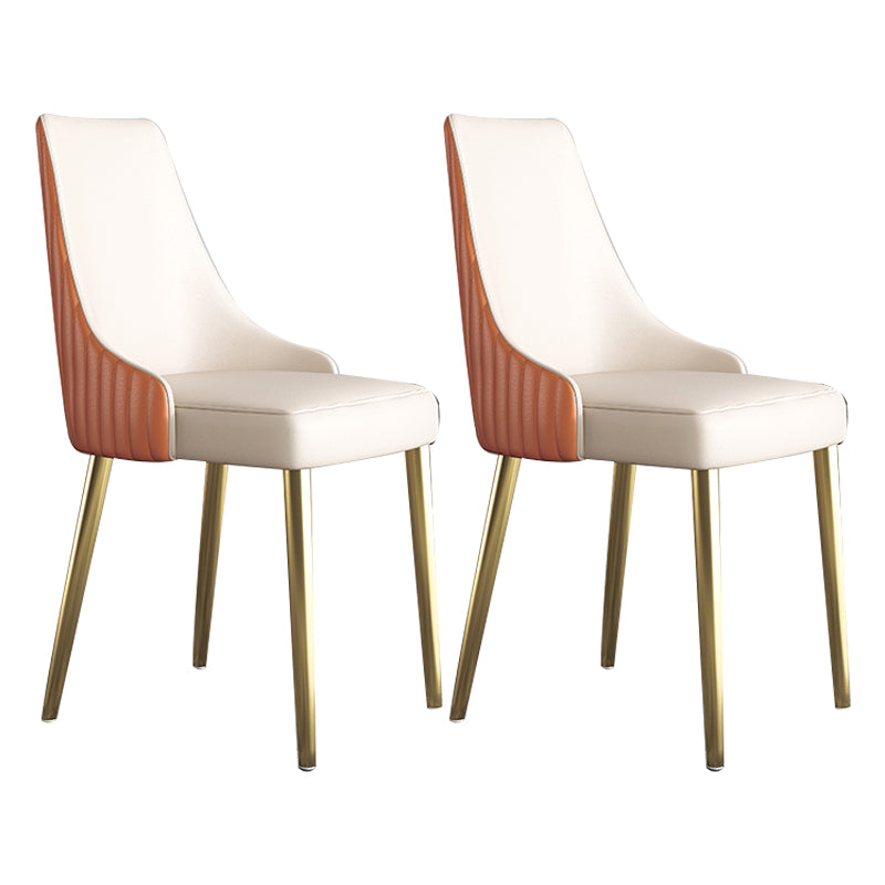 Silla sin brazos de comedor de cuero sintético Glam, silla de comedor de metal para uso doméstico