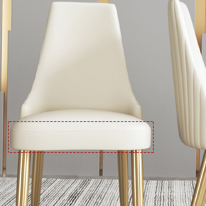 Silla sin brazos de comedor de cuero sintético Glam, silla de comedor de metal para uso doméstico