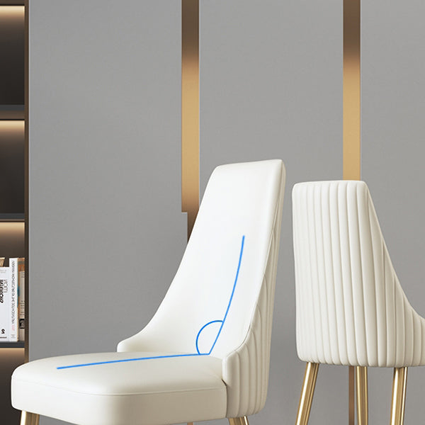 Silla sin brazos de comedor de cuero sintético Glam, silla de comedor de metal para uso doméstico