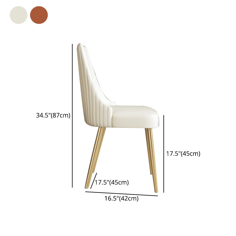 Silla sin brazos de comedor de cuero sintético Glam, silla de comedor de metal para uso doméstico