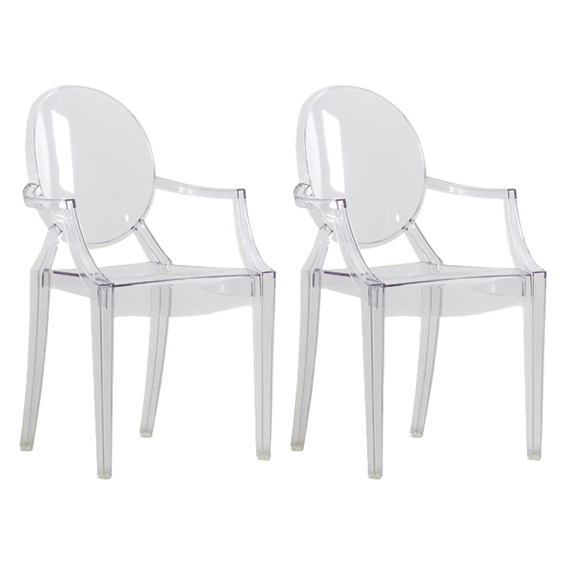 Silla de comedor de estilo escandinavo Silla de comedor de acrílico con respaldo abierto para el hogar con brazo