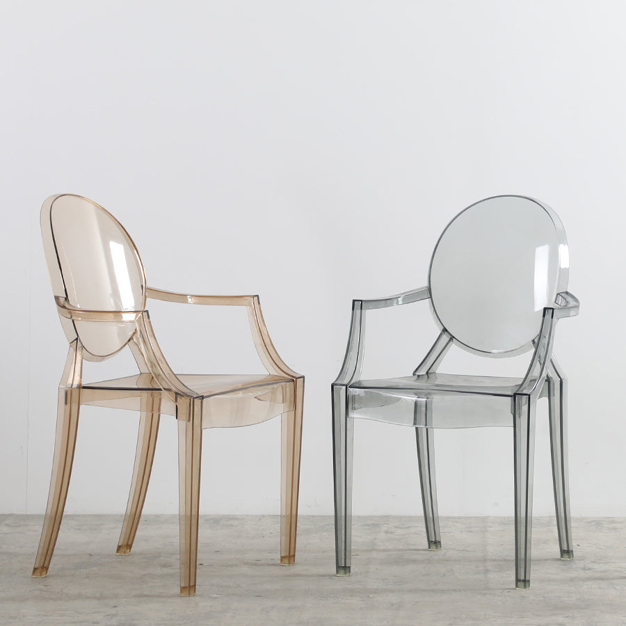 Silla de comedor de estilo escandinavo Silla de comedor de acrílico con respaldo abierto para el hogar con brazo