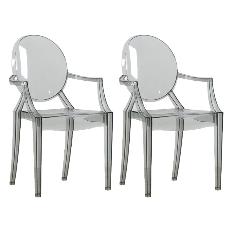 Silla de comedor de estilo escandinavo Silla de comedor de acrílico con respaldo abierto para el hogar con brazo
