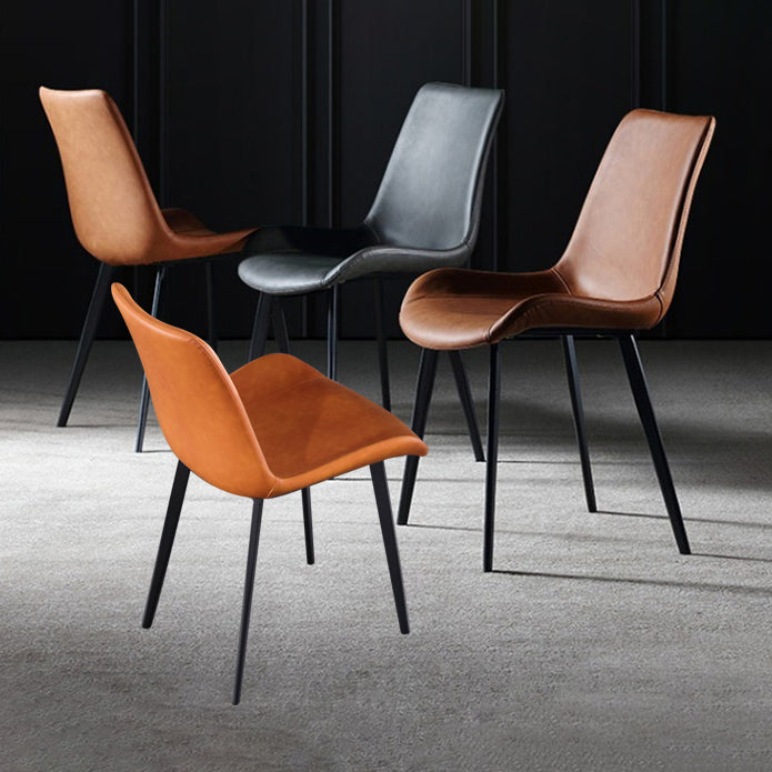 Silla de comedor de estilo moderno, sillas auxiliares de cocina sin brazos con patas de metal