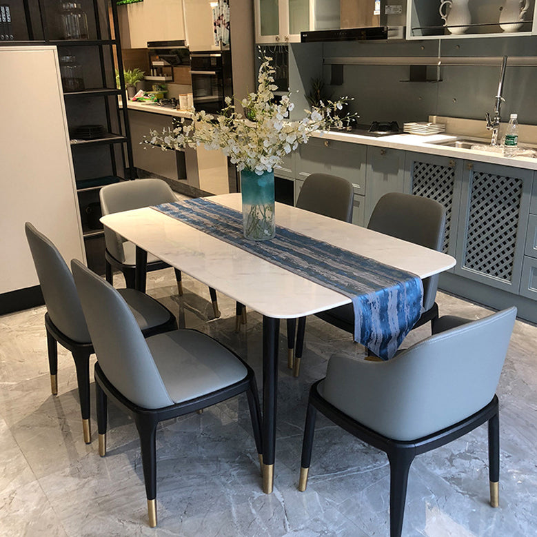 Rectangle Three-Color Dining Table Sintered Stone Table Luxury with 4 Legs