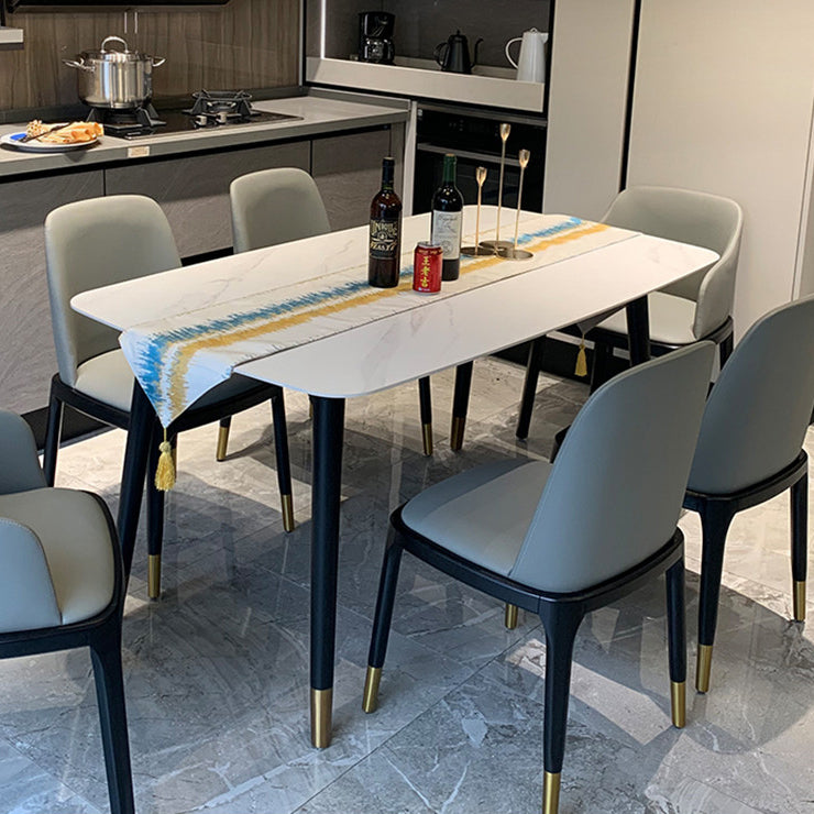 Rectangle Three-Color Dining Table Sintered Stone Table Luxury with 4 Legs