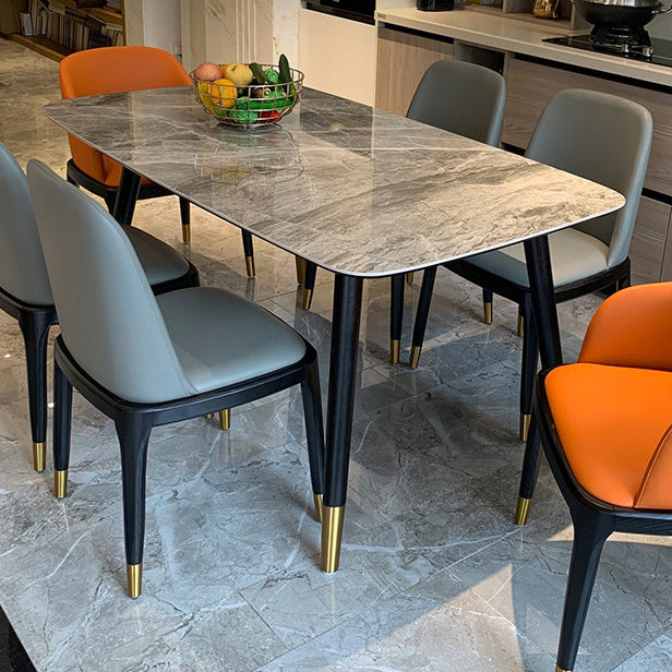 Rectangle Three-Color Dining Table Sintered Stone Table Luxury with 4 Legs