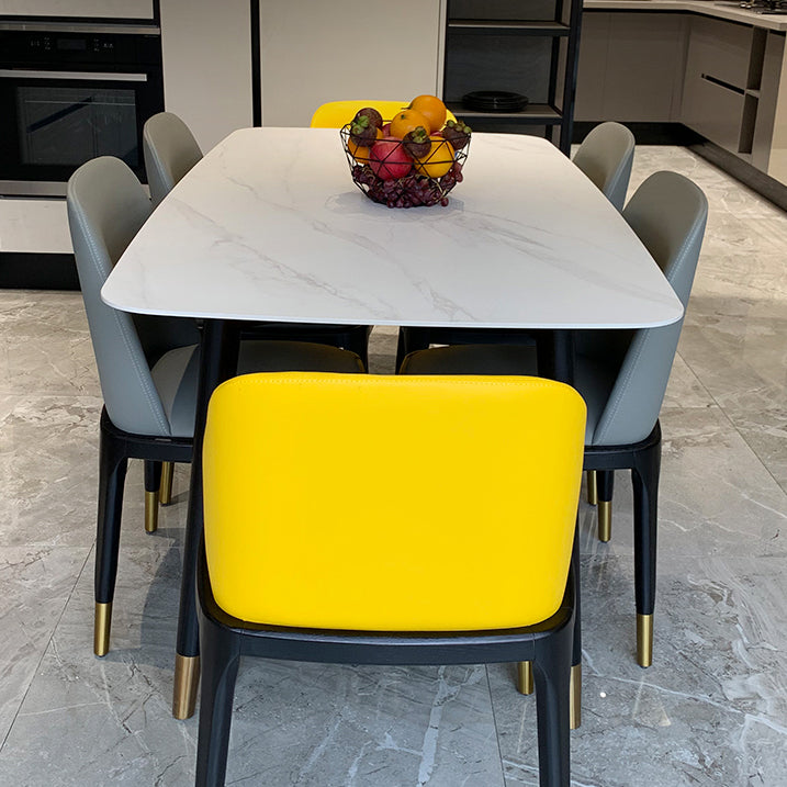 Rectangle Three-Color Dining Table Sintered Stone Table Luxury with 4 Legs