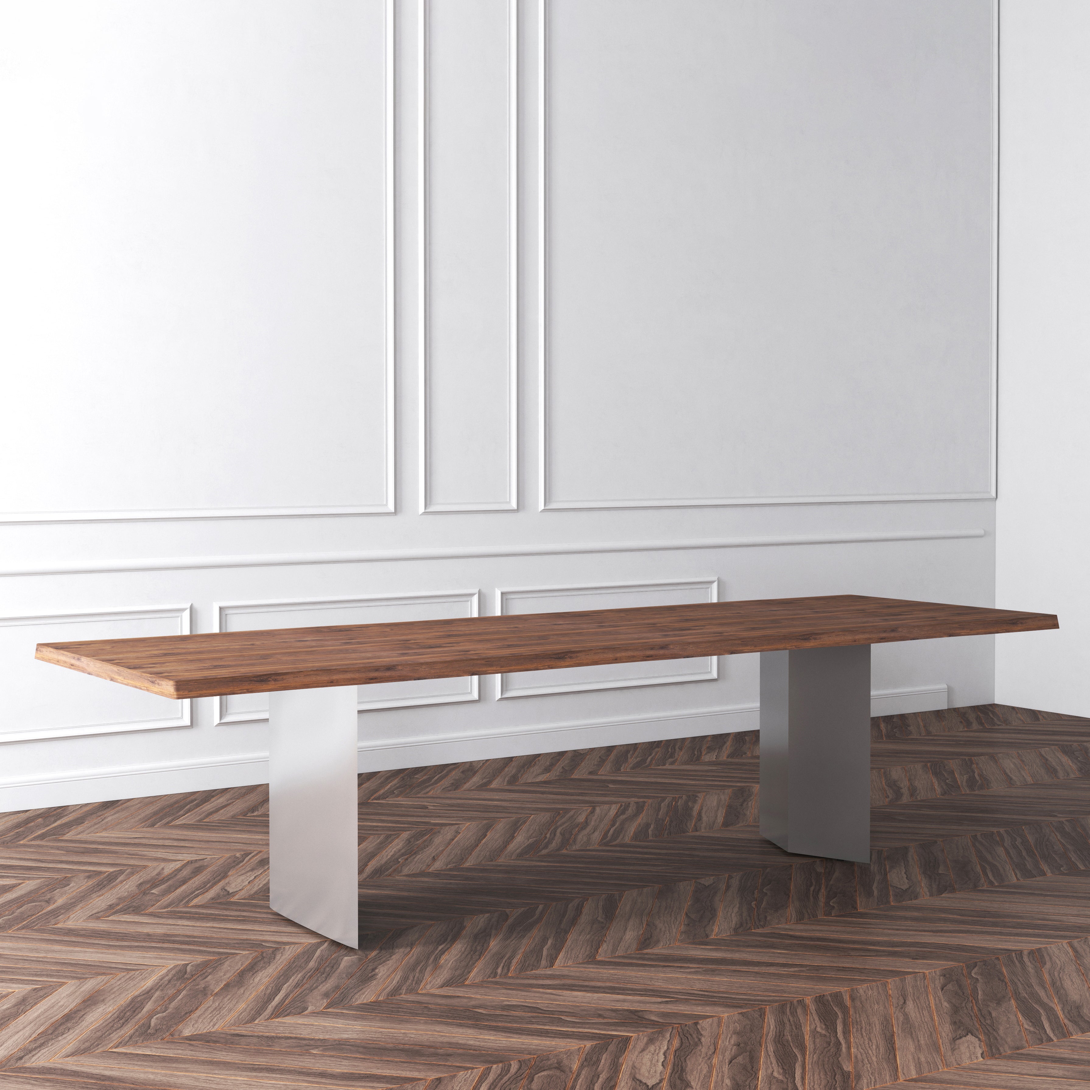 Rectangle Luxury Style Dining Table Wood Color Fixed Table with Solid Wood
