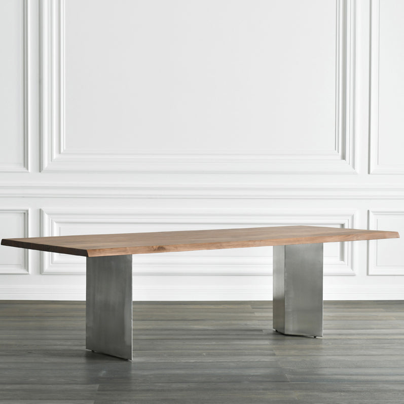 Rectangle Luxury Style Dining Table Wood Color Fixed Table with Solid Wood