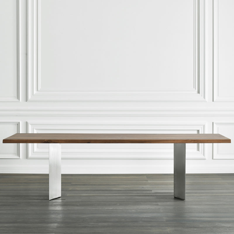 Rectangle Luxury Style Dining Table Wood Color Fixed Table with Solid Wood
