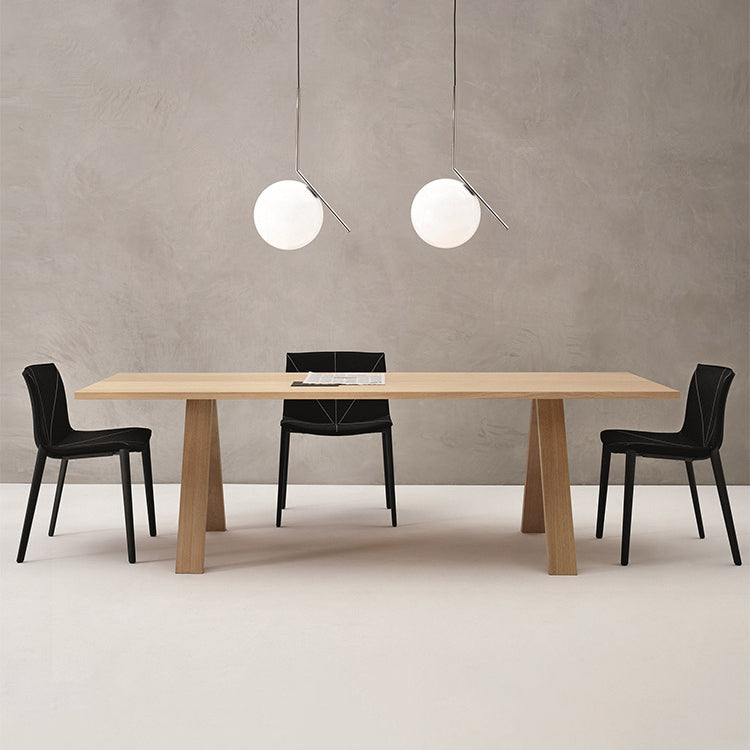 Rectangle Wood Color Dining Table Pine Solid Wood Table Modern with 4 Legs