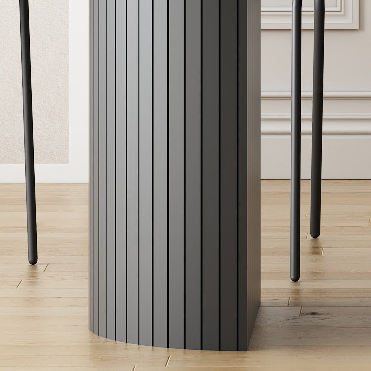 Moderne stijl ovale eettafel dubbele voetstuk eettafel met zwarte poten