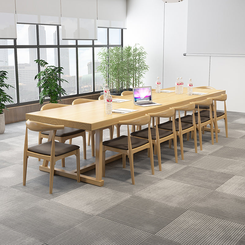 Rectangle Trestle Dinner Table Solid Wood Dining Room Collection for Home