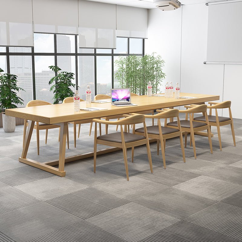 Rectangle Trestle Dinner Table Solid Wood Dining Room Collection for Home