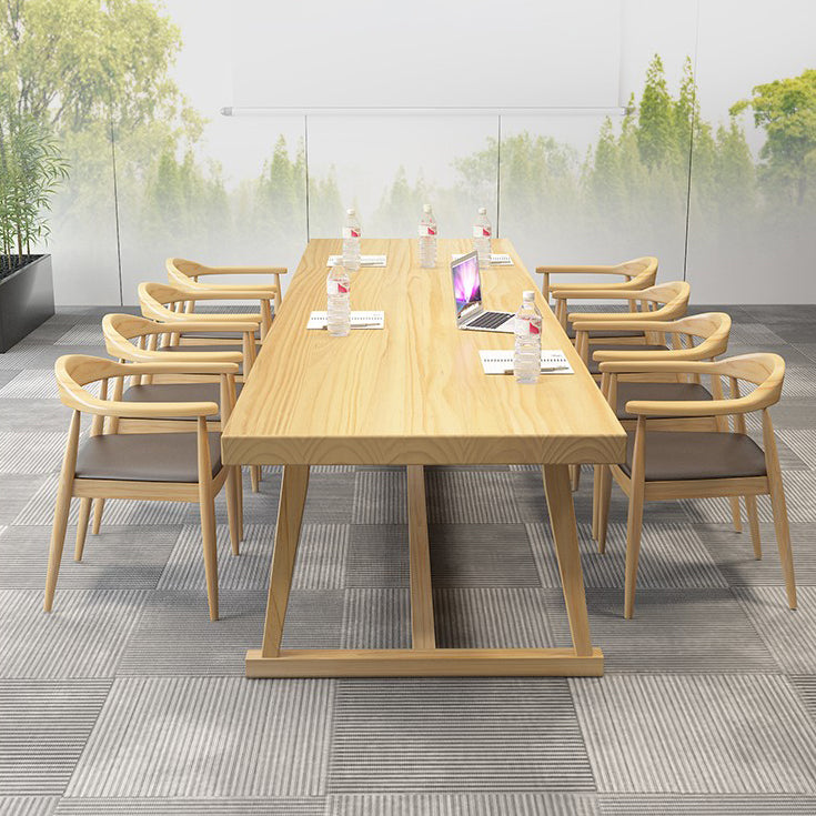 Rectangle Trestle Dinner Table Solid Wood Dining Room Collection for Home