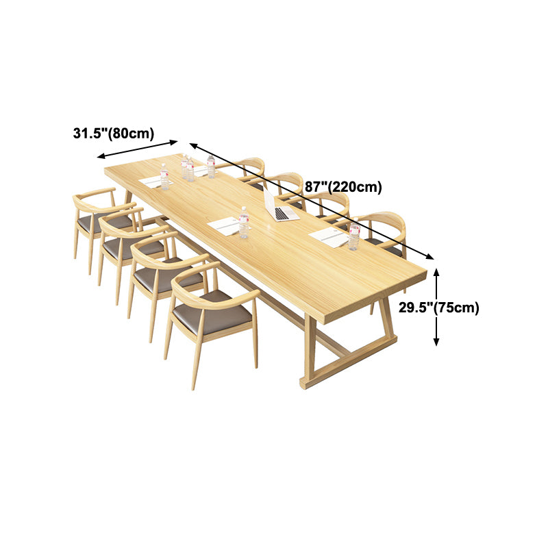 Rectangle Trestle Dinner Table Solid Wood Dining Room Collection for Home