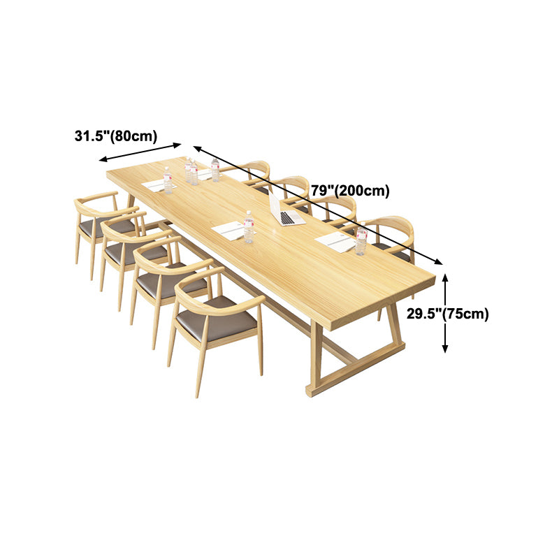 Rectangle Trestle Dinner Table Solid Wood Dining Room Collection for Home