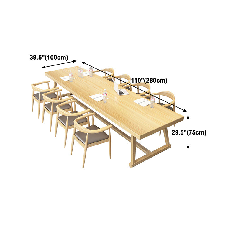 Rectangle Trestle Dinner Table Solid Wood Dining Room Collection for Home