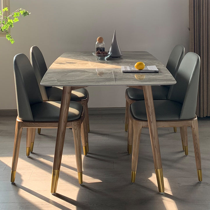 Mesa de comedor bicolor de piedra sinterizada Mesa de lujo de 4 patas para comedor