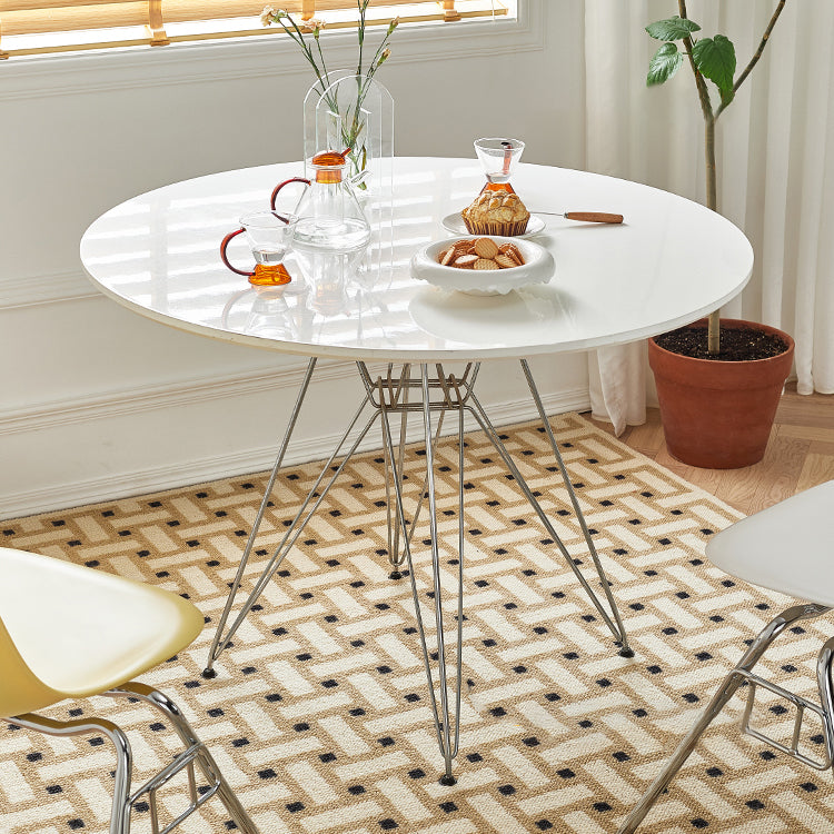 Modern Style Dining Table Round Dining Table with Metal Base for Home Use