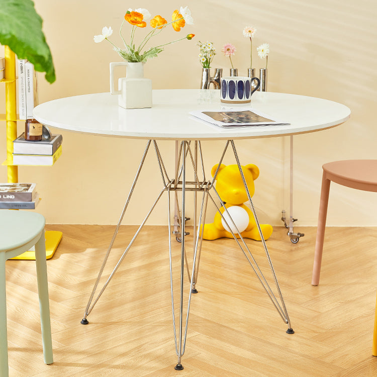 Modern Style Dining Table Round Dining Table with Metal Base for Home Use
