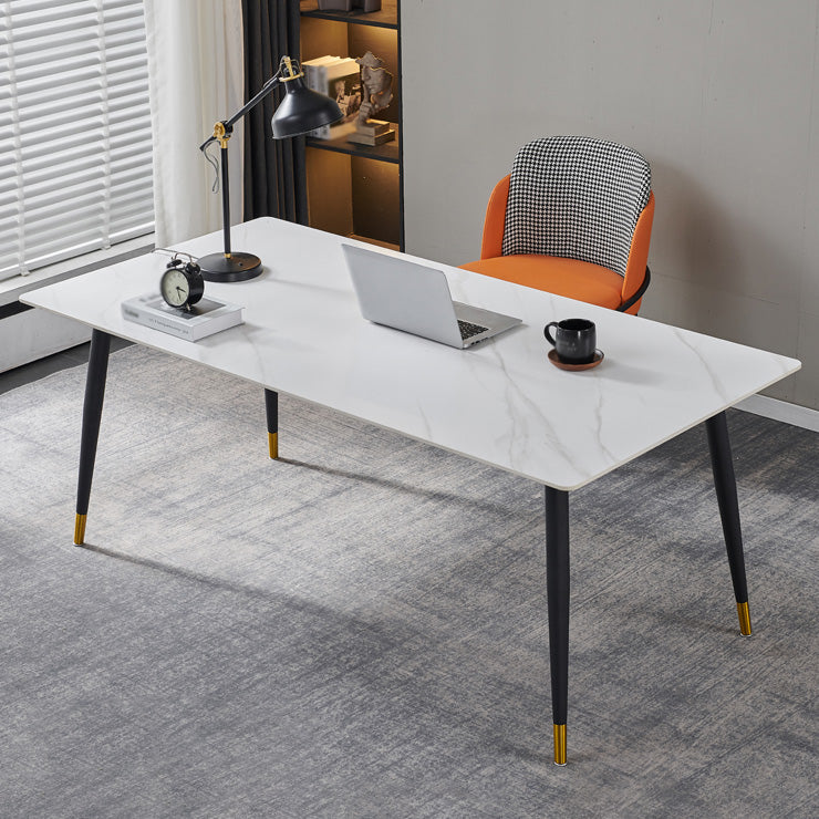 Rechthoek traditionele luxe tafel gesinterde stenen tafel met 4 zwarte poten