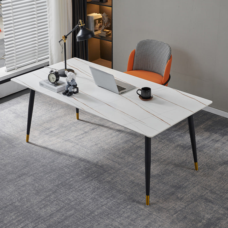 Rechthoek traditionele luxe tafel gesinterde stenen tafel met 4 zwarte poten