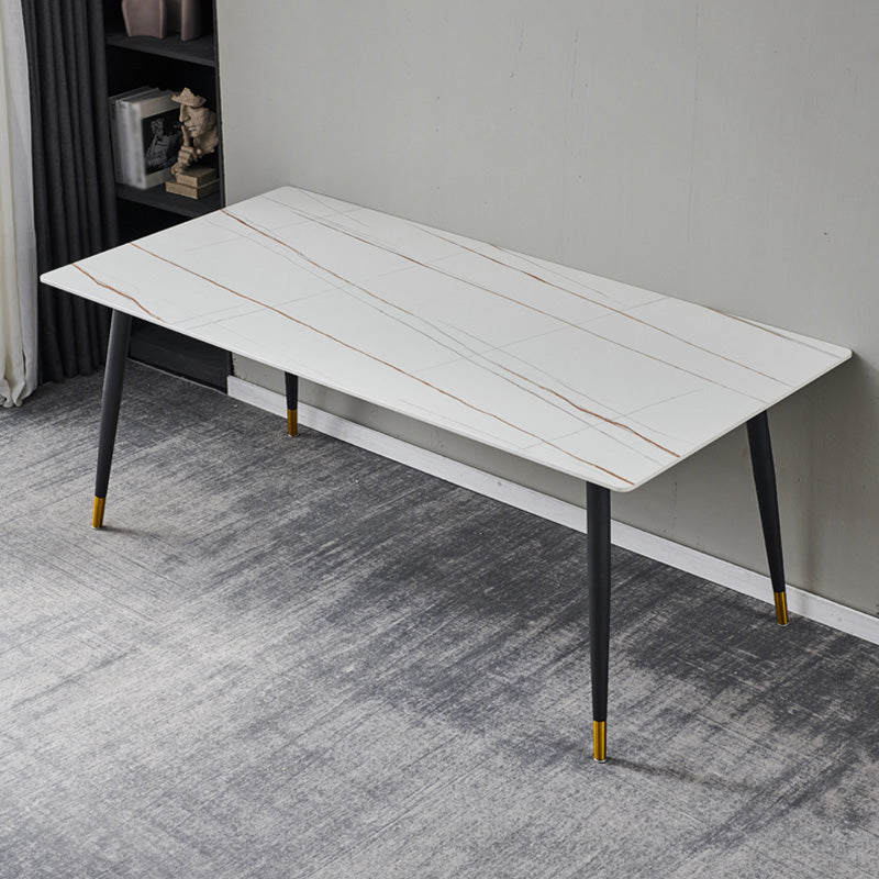 Rechthoek traditionele luxe tafel gesinterde stenen tafel met 4 zwarte poten
