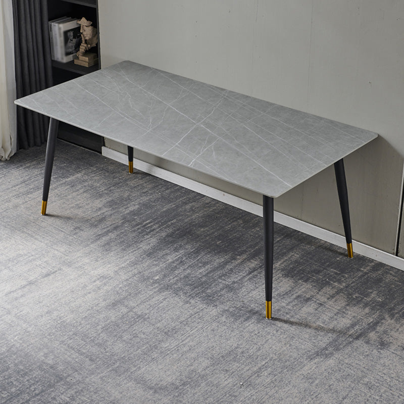 Rechthoek traditionele luxe tafel gesinterde stenen tafel met 4 zwarte poten
