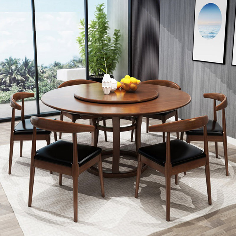 Mesa de madera maciza redonda minimalista Mesa de comedor estándar de cocina con base de pedestal