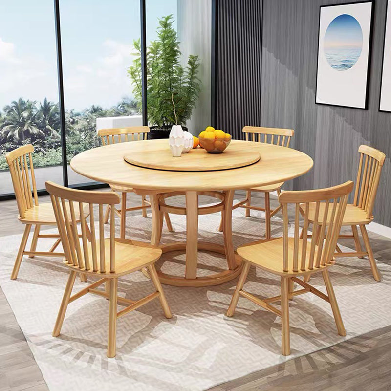 Mesa de madera maciza redonda minimalista Mesa de comedor estándar de cocina con base de pedestal