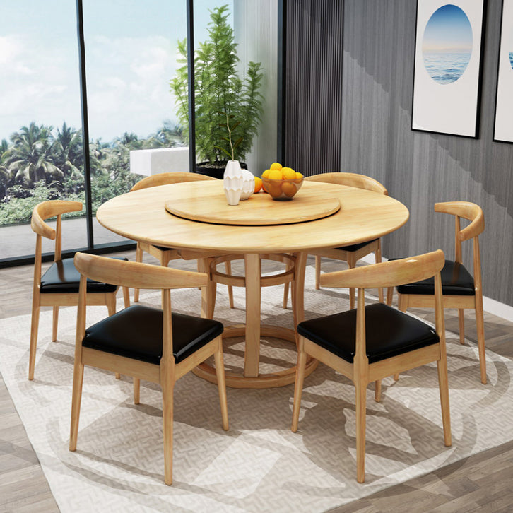 Mesa de madera maciza redonda minimalista Mesa de comedor estándar de cocina con base de pedestal
