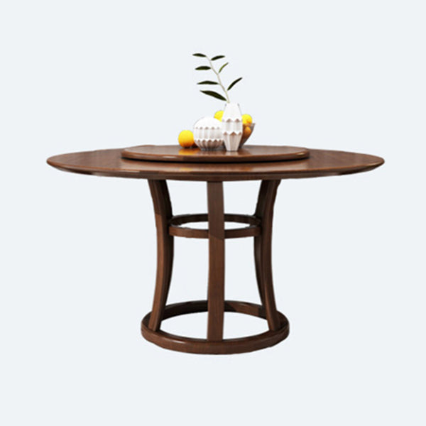 Mesa de madera maciza redonda minimalista Mesa de comedor estándar de cocina con base de pedestal